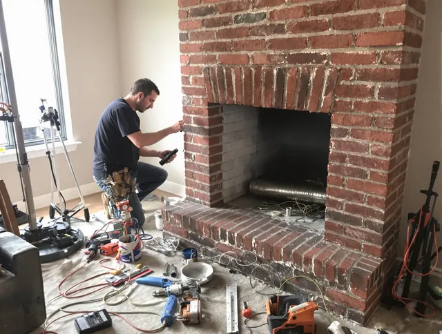Lewisboro Chimney Sweep specialist finalizing chimney liner service in Lewisboro, NY