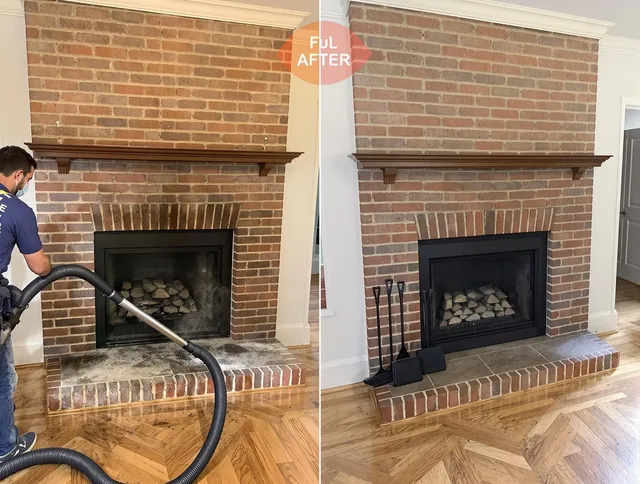 Lewisboro Chimney Sweep carefully sanitizing a fireplace in Lewisboro, NY