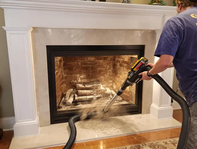 Fireplace cleaning performed by Lewisboro Chimney Sweep in Lewisboro, NY