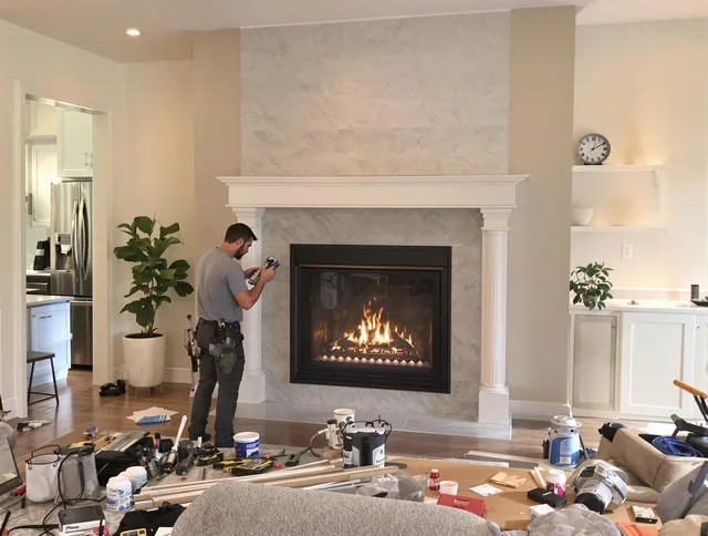 Newly installed fireplace by Lewisboro Chimney Sweep in Lewisboro, NY